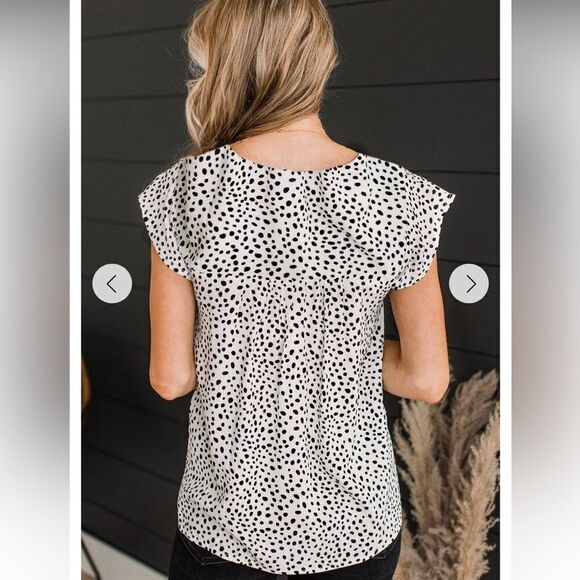 Floral Square Next Flutter Sleeve Blouse, Size CL, NWOT - Picture 5 of 9